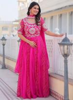 Georgette Pink Party Wear Bandhani Print Readymade Anarkali Suit